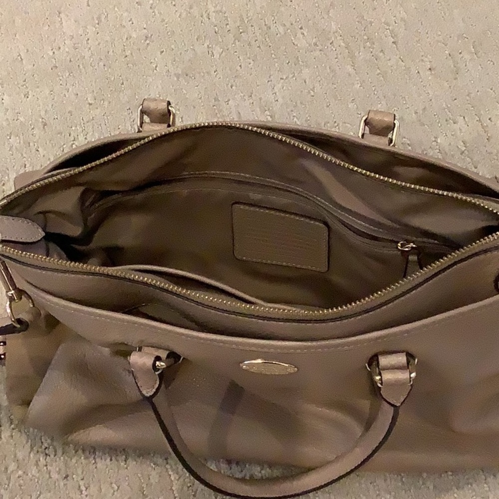 Taupe leather Coach shoulder/satchel